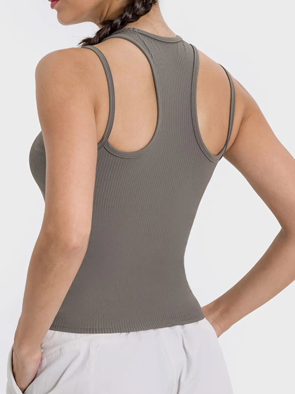 Millennia Cutout Round Neck Racerback Active Tank - Ladyez