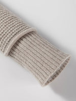 Waffle Texture Knit Ribbed High Neck Drop Shoulder Sweater
