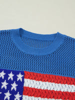 Flag Graphic Short Sleeve Sweater Top