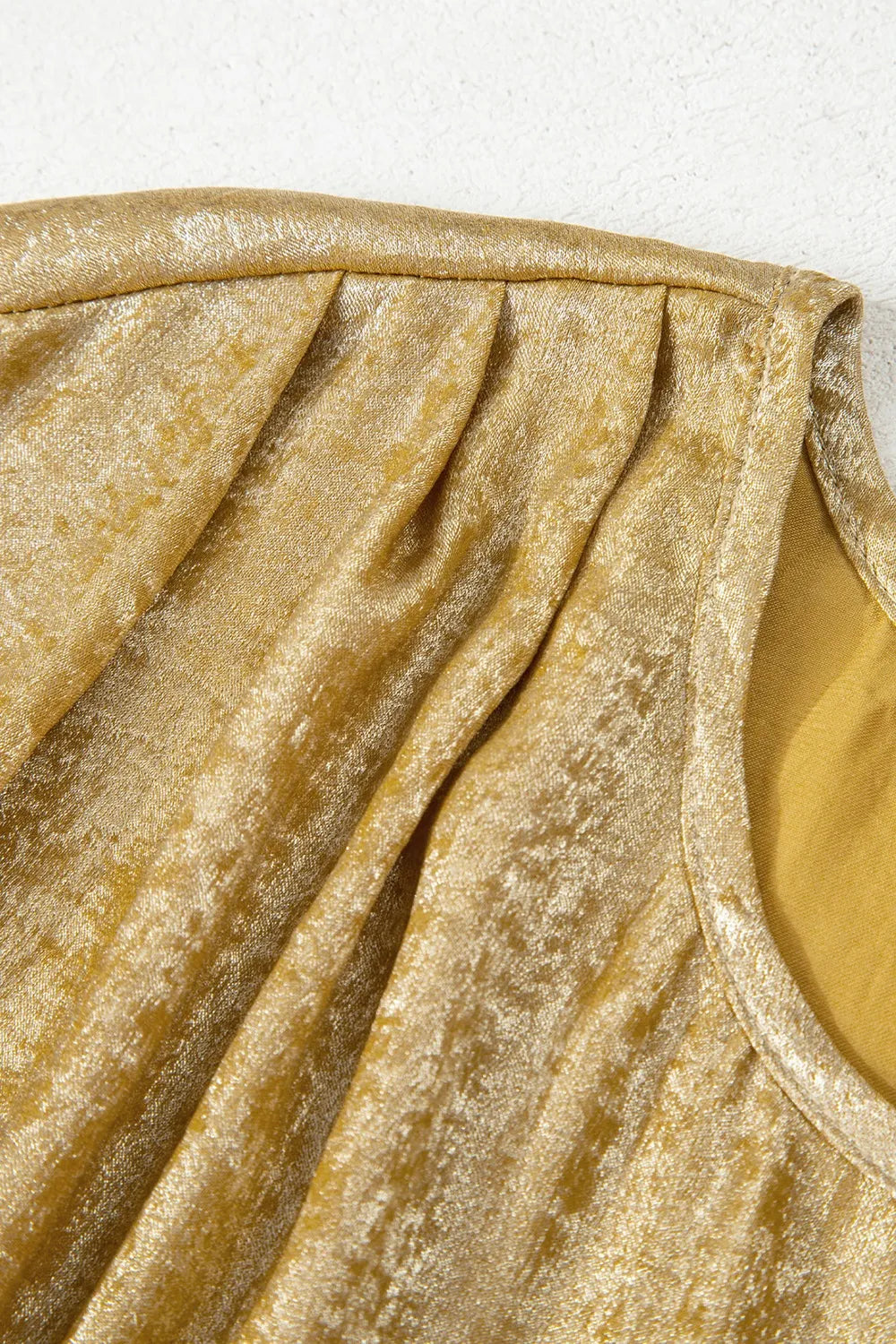 Metallic Gold Short Sleeve Casual Blouse - Ladyez