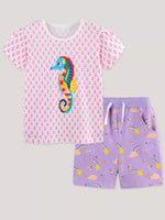 Children's Seahorse Short Sleeve Tee and Shorts Set