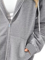 Drawstring Zip Up Dropped Shoulder Hoodie