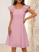 Ruffled Sleeve Square Neck Casual Dress