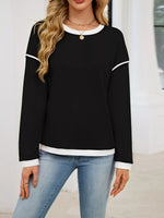 Contrast Trim Long Sleeve Sweatshirt