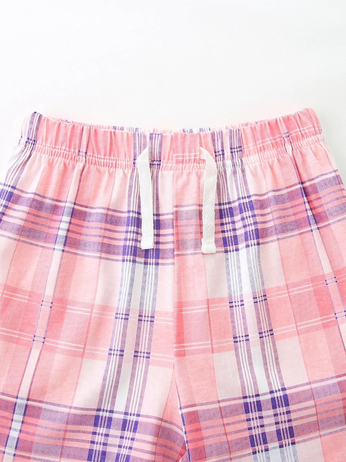Children's Bunny Train Ruffle Trim Top & Plaid Shorts Set