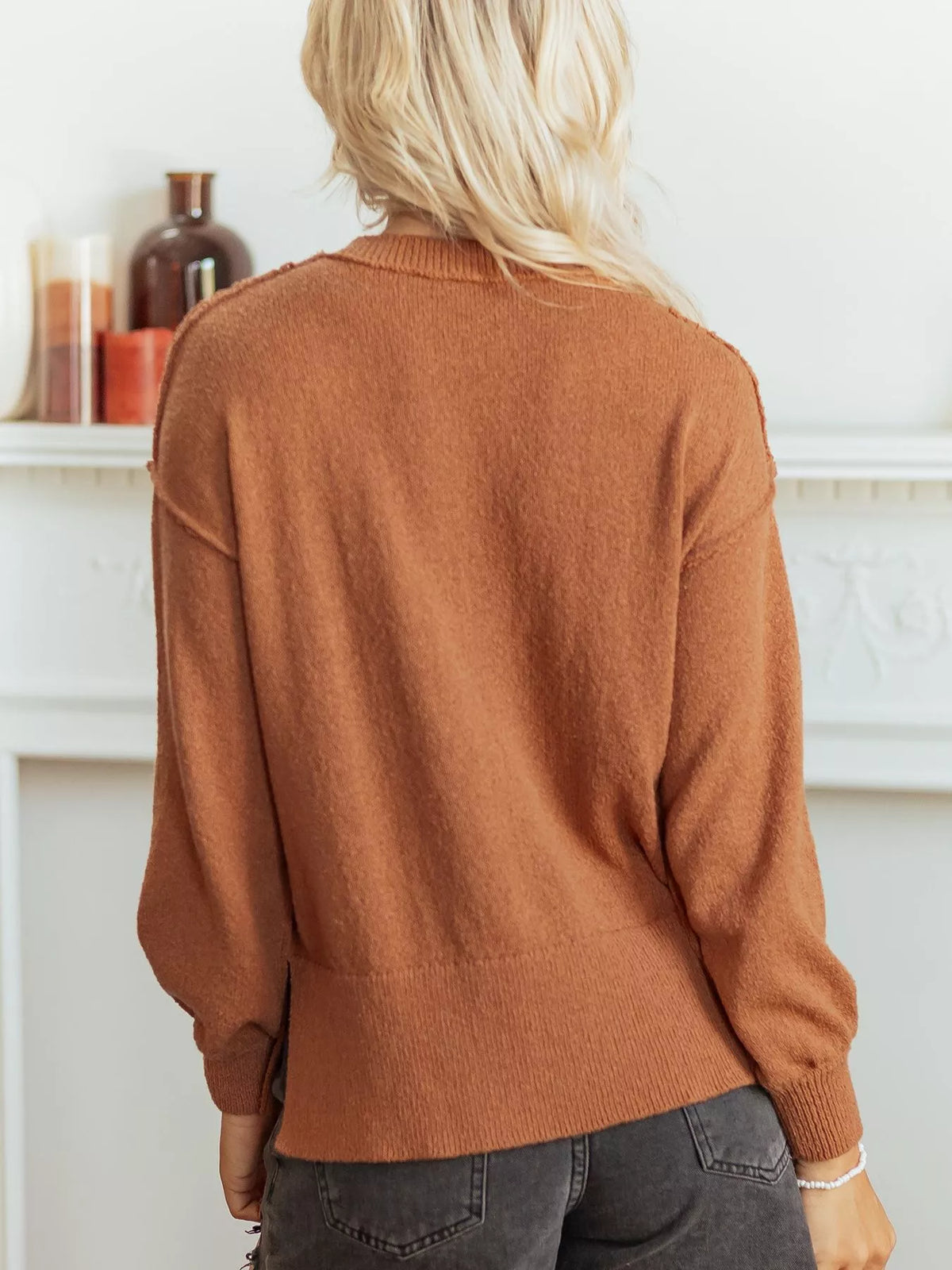 Oversized Drop Shoulder Round Neck Christmas Sweater