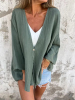 Full Size One Button Long Sleeve Shirt Plus Size