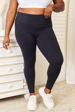 Double Take Wide Waistband Sports Leggings - Ladyez