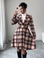 Plaid Button Up Long Sleeve Coat