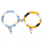 2 Piece Beaded Cat Charm Bracelet