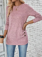 Casual Decor Button Long Sleeve T-Shirt