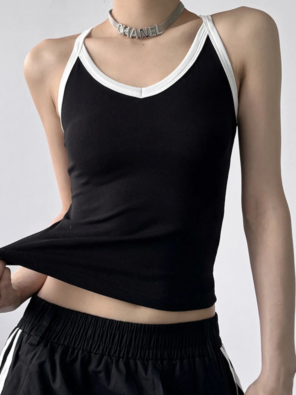 Contrast Trim Cami Top - Ladyez