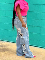 Full Size Distressed Wide Leg Jeans Plus Size