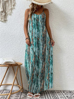 Full Size Printed Scoop Neck Maxi Cami Dress - Ladyez