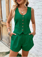 Scoop Neck Sleeveless Top and Shorts Set