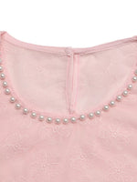 Floral Embroidered Pearl Trim Blouse