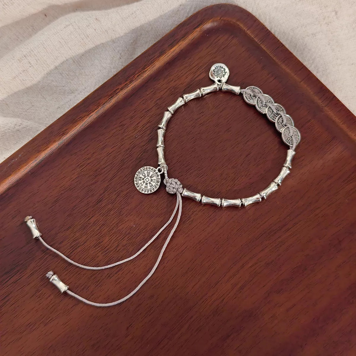 Silver Chain Adjustable Heart Charm Bracelet