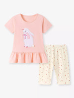 Children's Bunny Embroidered Top & Capri Leggings Set
