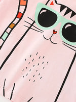 Children's Cat Graphic Short Sleeve T-Shirt