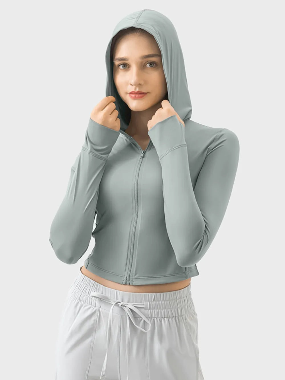 Millennia Zip Up Hooded Long Sleeve Active Outerwear - Ladyez