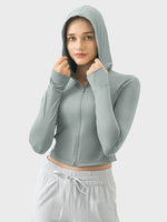 Millennia Zip Up Hooded Long Sleeve Active Outerwear - Ladyez