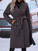 Double-Breasted Tie Waist Coat