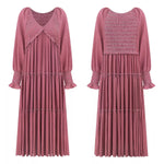 V-Neck Long Sleeve Tiered Maxi Dress