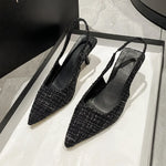 Point Toe Kitten Heel Slingback Pumps