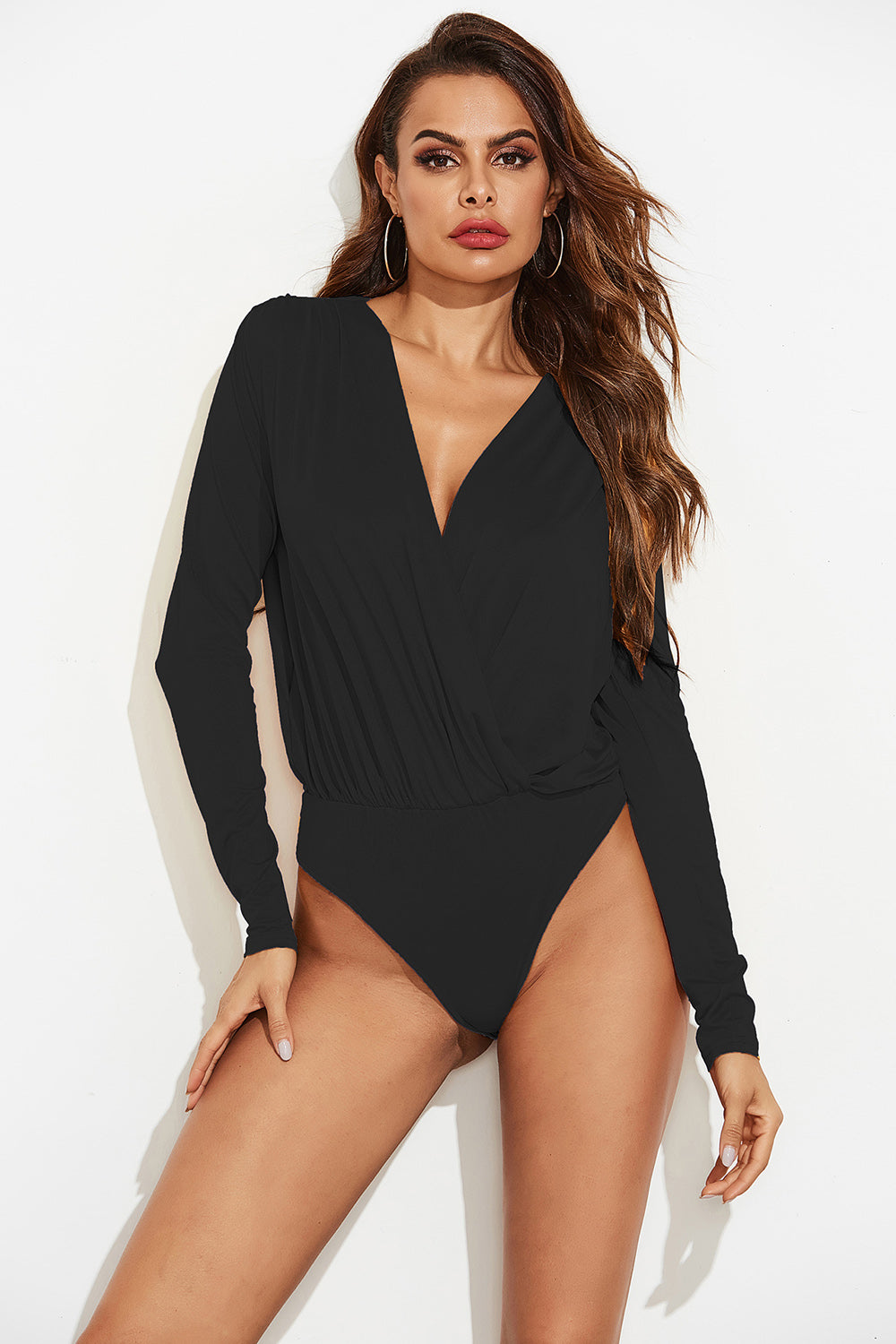 Surplice Long Sleeve Bodysuit - Ladyez
