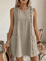 Frill Sleeveless Round Neck Dress