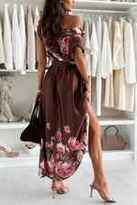 Floral Print Cap Sleeve Dress with Belt