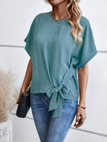Tied Round Neck Half Sleeve Blouse