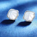 925 Sterling Silver Shell Stud Earrings
