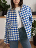 Houndstooth Button Up Long Sleeve Jacket