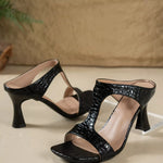 Open Toe Flare Heels Sandals