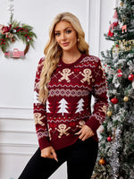 Gingerbread Round Neck Long Sleeve Sweater