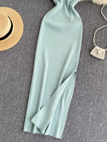 Knot Back Sleeveless Knit Bodycon Midi Dres