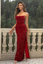 Sequin Backless Split Maxi Dress - Ladyez