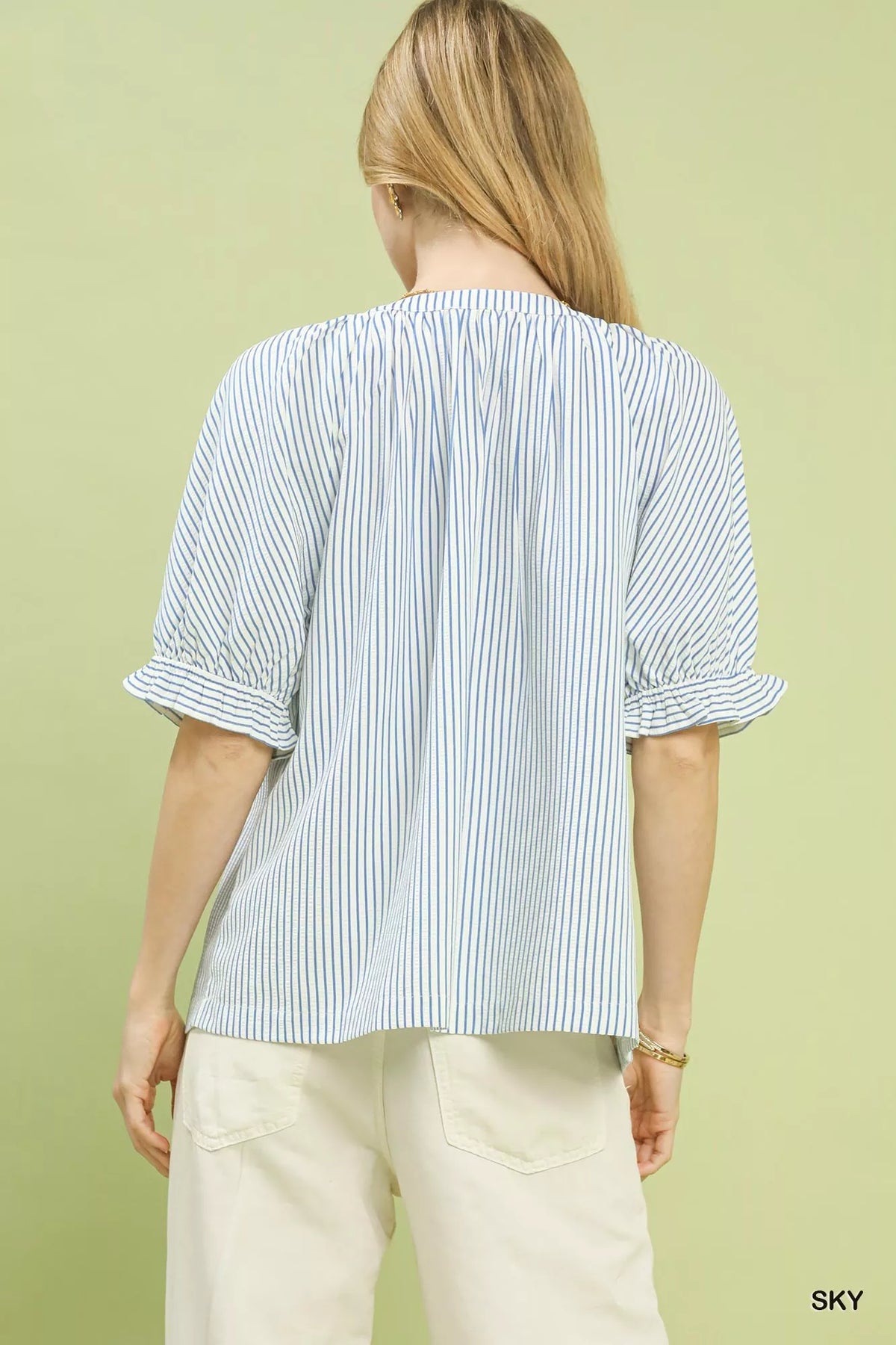 Umgee Stripe V-Neck Blouse