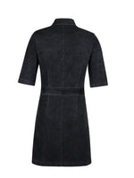 Zipper Front Short Sleeve Denim Dress