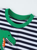 Children's Dinosaur Striped Short Sleeve T-Shirt