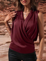 Sleeveless Wrap Draped Blouse - Ladyez