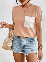 Ribbed Contrast Pocket T-Shirt