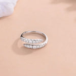 925 Sterling Silver Moissanite Bypass Ring