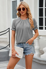 Round Neck Flounce Sleeve T-Shirt