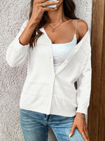 Textured Button-Front Cardigan with 3/4 Sleeves