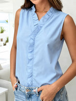Sleeveless Ruffle V-Neck Blouse
