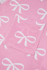 Bowknot Printed Notched T-Shirt and Shorts Set