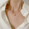 925 Sterling Silver Double Circle Pendant Necklace