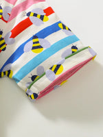 Children's Striped Bee Print Casual Dress